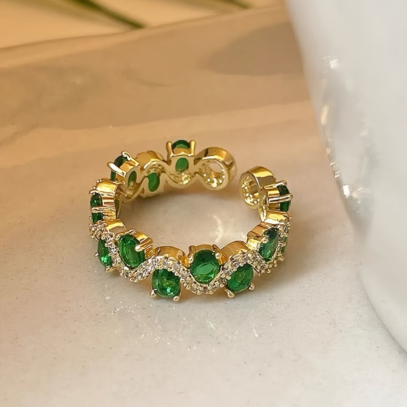 Bague Calira scintillant émeraude ouvert | or