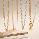Lot de colliers vintage perle & or chaîne serpent | or