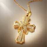 Collier rayonnant croix pendentif | or