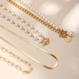 Lot de colliers vintage perle & or chaîne serpent | or