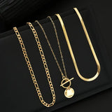 Collier Savira texturé Coin multirang | or