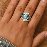 Bague turquoise Marquis audacieux | or blanc