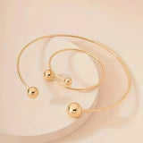 Lot de bracelets minimaliste éclat ras-de-cou & manchette | or