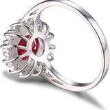 Bague classique rubis halo | or blanc