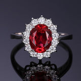 Bague classique rubis halo | or blanc