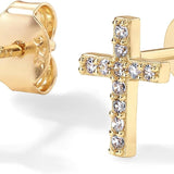 Puces pavé croix | or