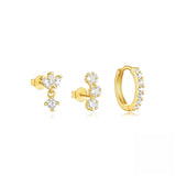 Lot de boucles trio Mila Essentials asymétrique | or