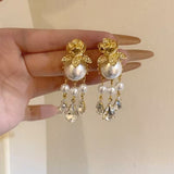 Boucles pendantes Ivoria perle Dew | or
