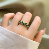 Bague Calira scintillant émeraude ouvert | or