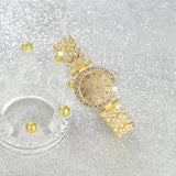 Ensemble montre et bracelet luxe éclat or | or