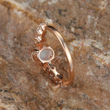 Bague opale Crescent lune | or rose