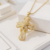 Collier rayonnant croix pendentif | or