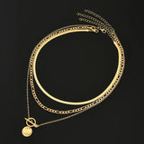 Collier Savira texturé Coin multirang | or