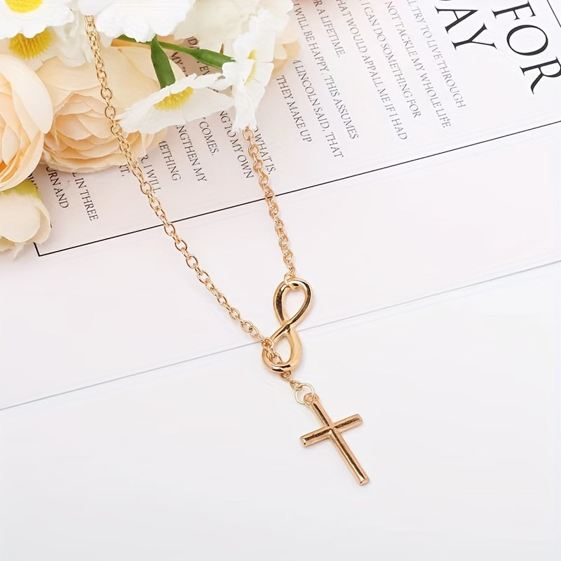 Collier éternel croix pendentif | or
