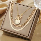 Collier Savira texturé Coin multirang | or