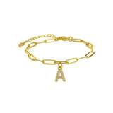 Bracelet minimaliste lettre breloque | or