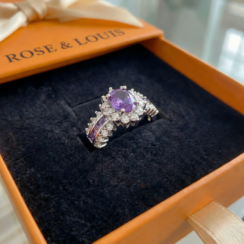 Bague Amethyne crépuscule couronne | or blanc