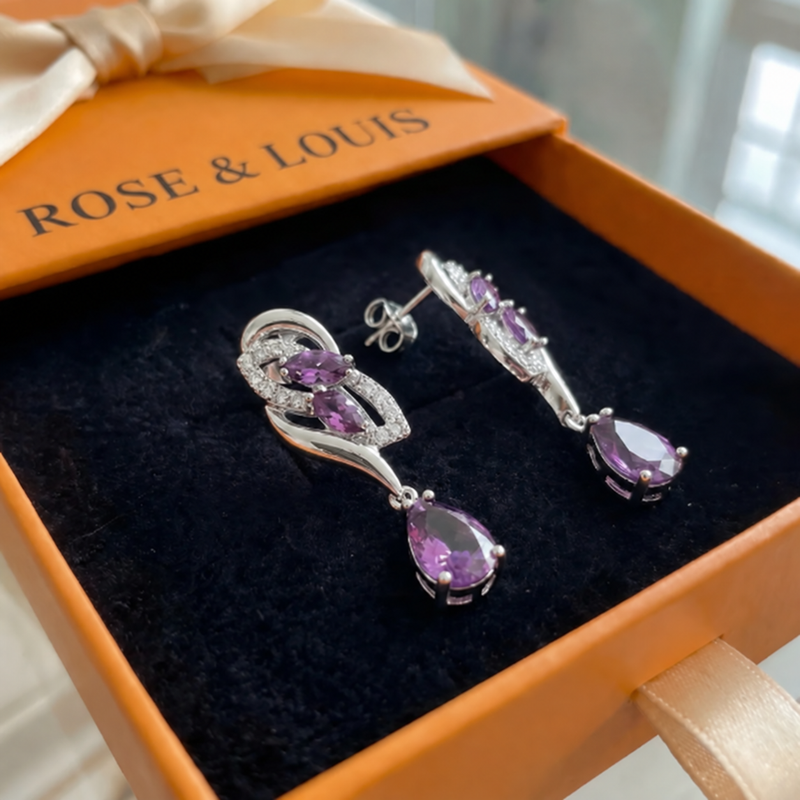 Boucles pendantes améthyste éclat | or blanc