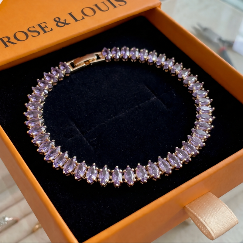 Bracelet améthyste marquise tennis | or