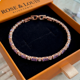 Bracelet améthyste prisme tennis | or rose