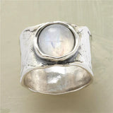 Bague Moonstone bohème | or blanc