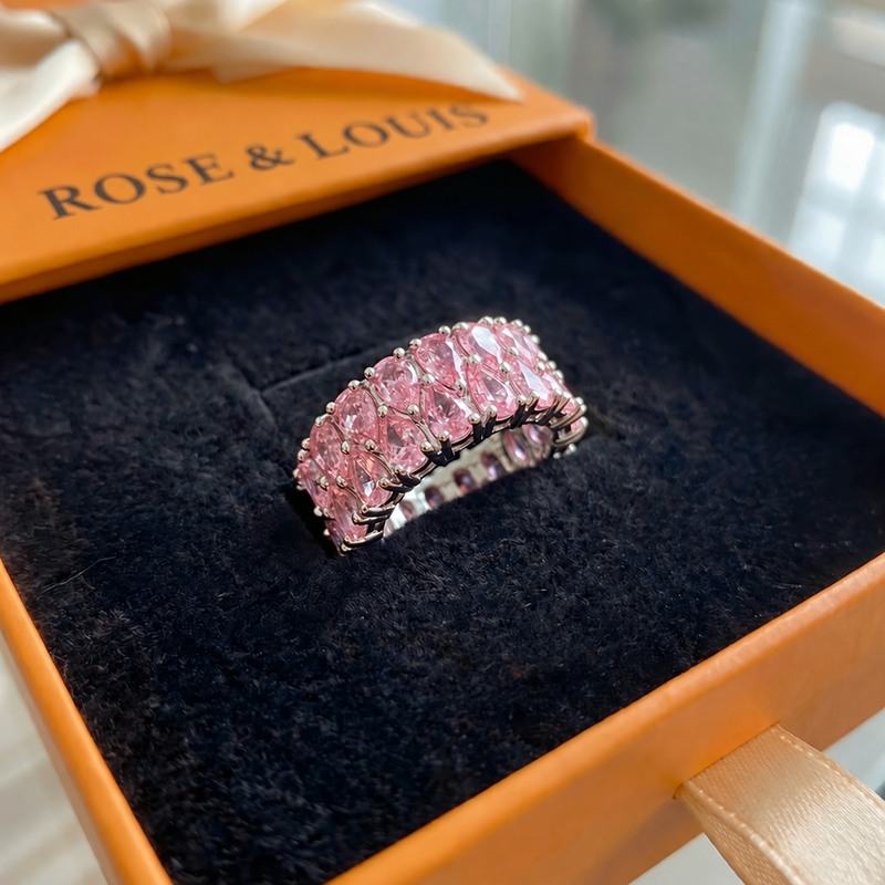 Bague rosé Cascade éternité | or blanc