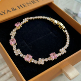 Bracelet rosé Squares tennis | or