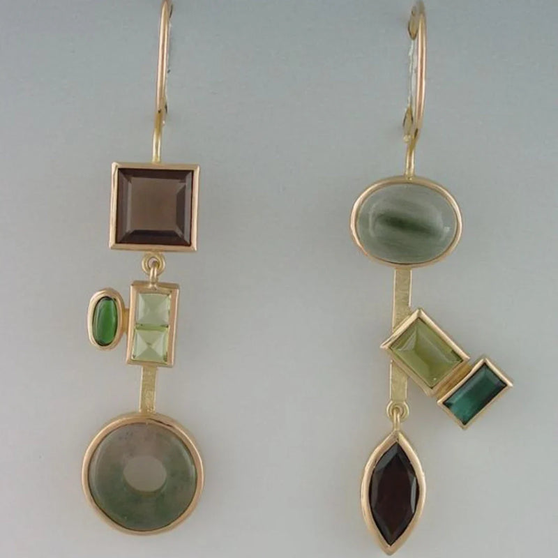 Boucles vintage pendentif cristal forêt | or