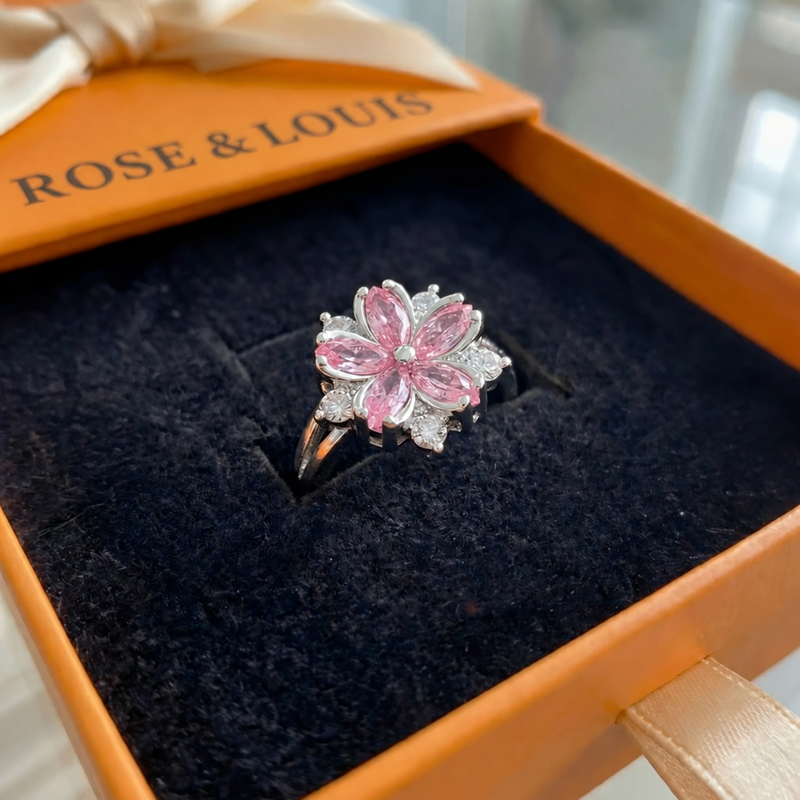 Bague cerise floraison | or blanc