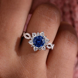 Bague cristal saphir fleur | or blanc