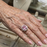 Bague coussin saphir rose | or