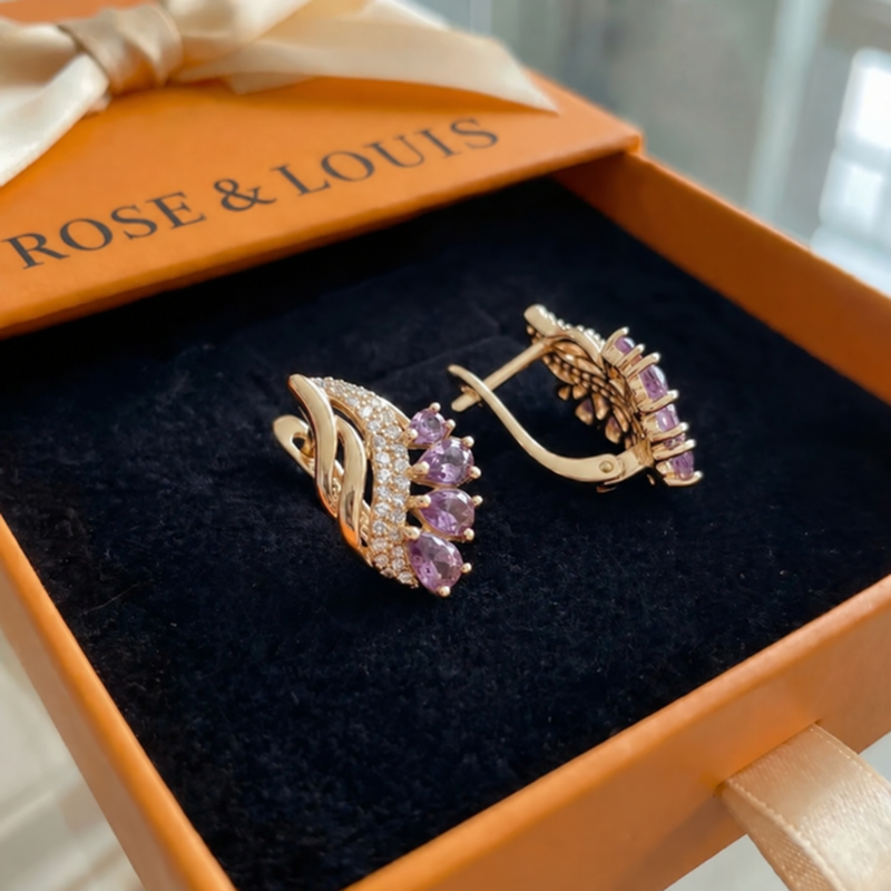 Boucles Nyvella violet plume | or rose
