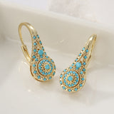 Boucles Valenne turquoise grappe | or