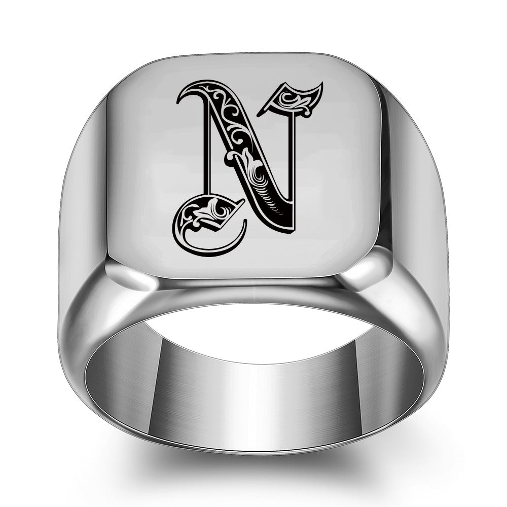 Bague classique Noble initiale | or blanc