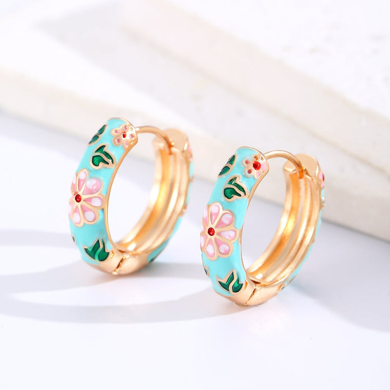 Créoles multicolore floral | or