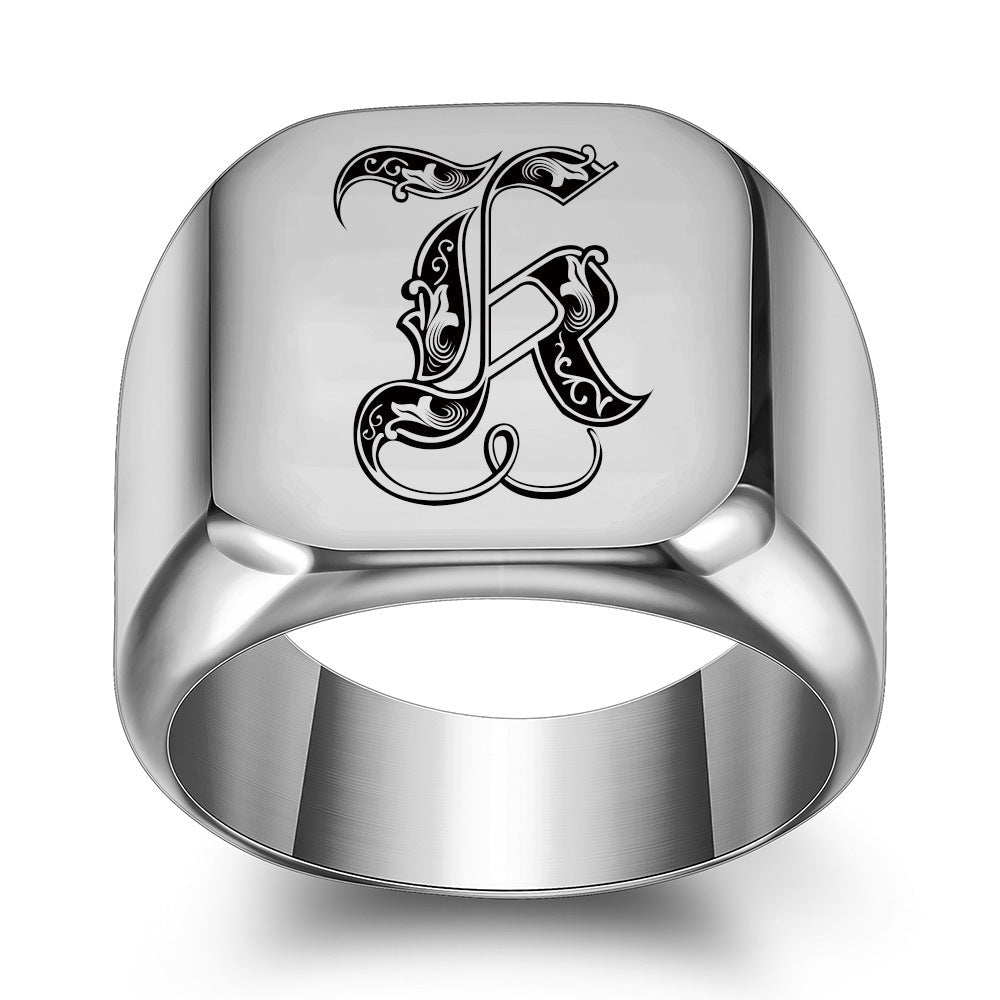Bague classique Noble initiale | or blanc