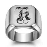 Bague classique Noble initiale | or blanc