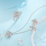 Ensemble Fleur de Givre trèfle nœud | or blanc