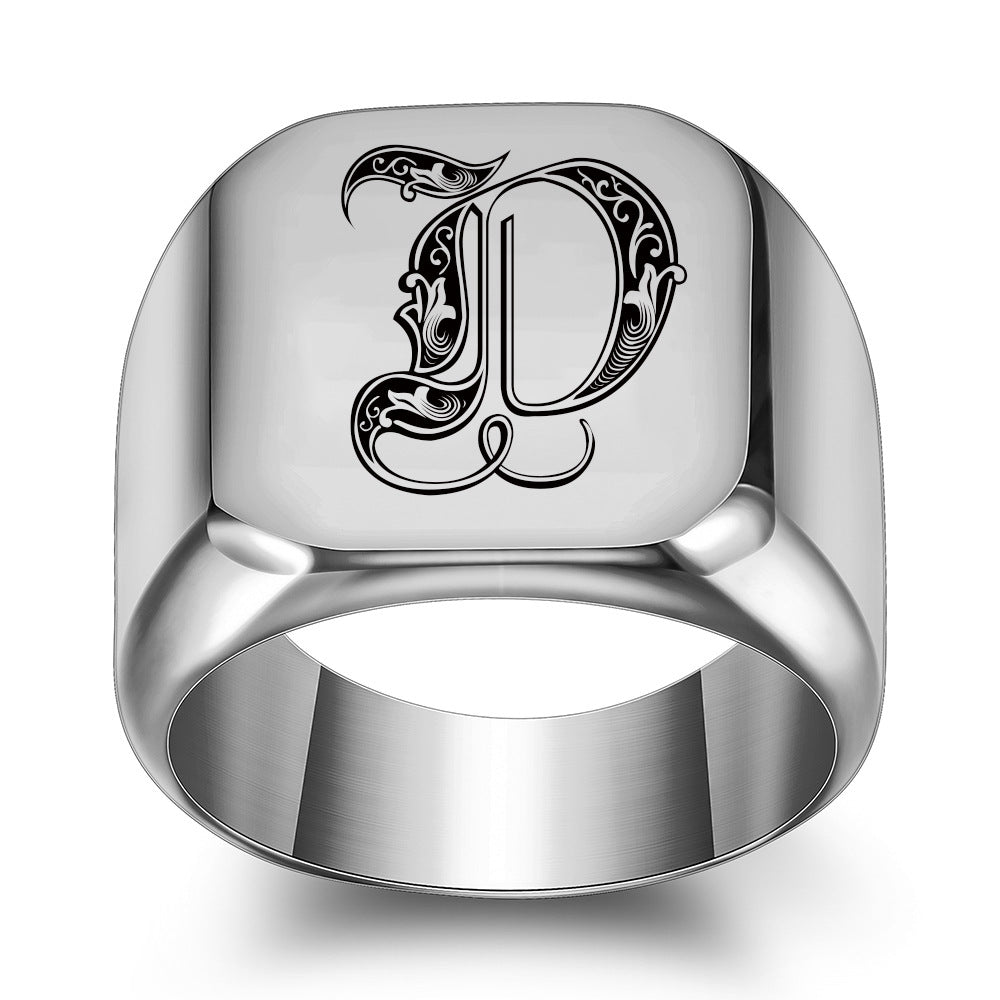 Bague classique Noble initiale | or blanc