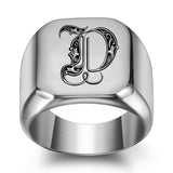 Bague classique Noble initiale | or blanc