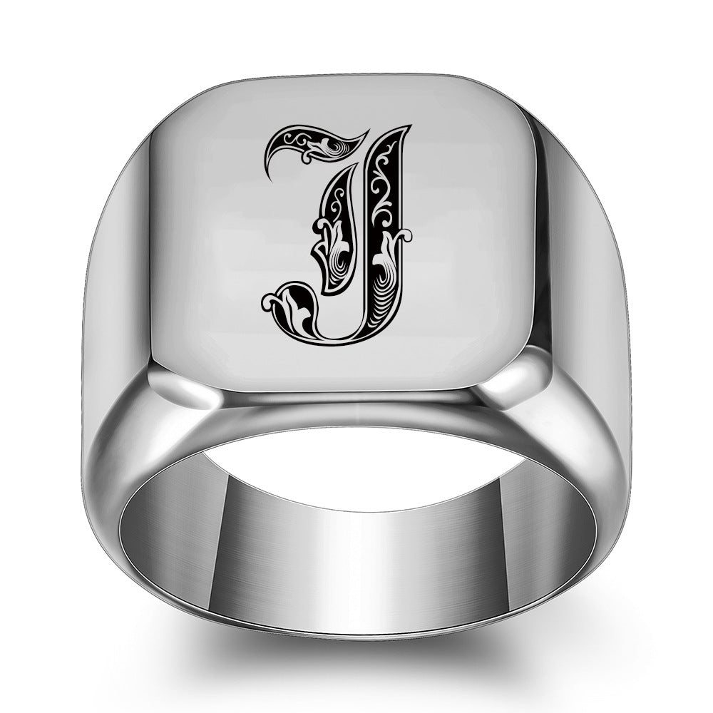 Bague classique Noble initiale | or blanc