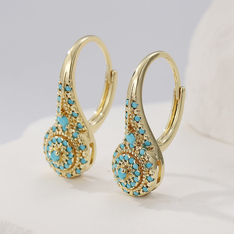 Boucles Valenne turquoise grappe | or