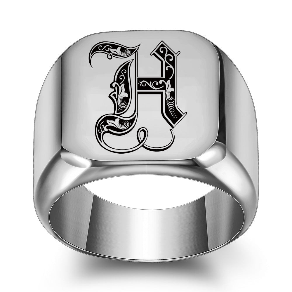 Bague classique Noble initiale | or blanc