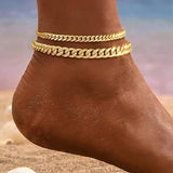 Chevillère multirang maille cubaine | or