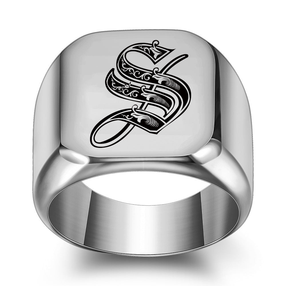 Bague classique Noble initiale | or blanc