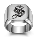 Bague classique Noble initiale | or blanc