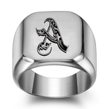 Bague classique Noble initiale | or blanc