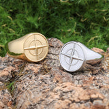 Chevalière classique Compass | or blanc