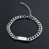 Bracelet cubain chaîne Tag | or blanc