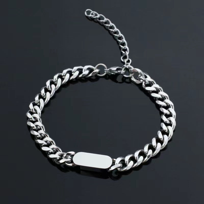 Bracelet cubain chaîne Tag | or blanc